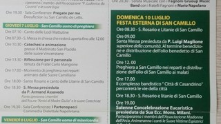 Programma eventi in onore della festa di San Camillo De Lellis