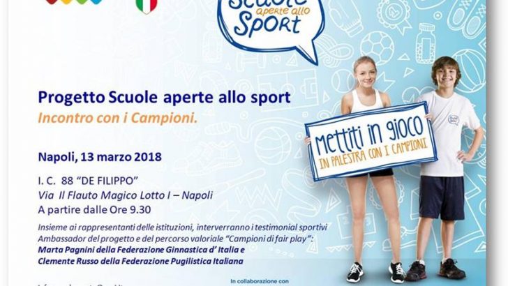 “Scuole aperte allo sport” : Marta Pagnini e Clemente Russo incontrano i ragazzi che partecipano al progetto