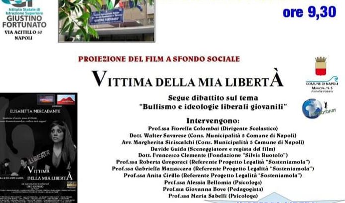 Tema bullismo alla Giustino Fortunato con il film ” Vittima della mia libertà”